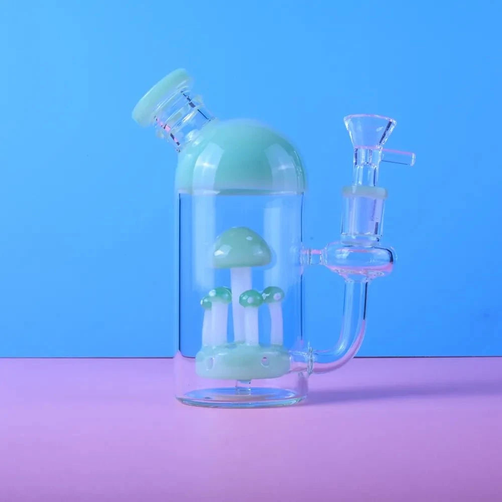 Fat Buddha Glass Bong Green Mini Mushroom Bong