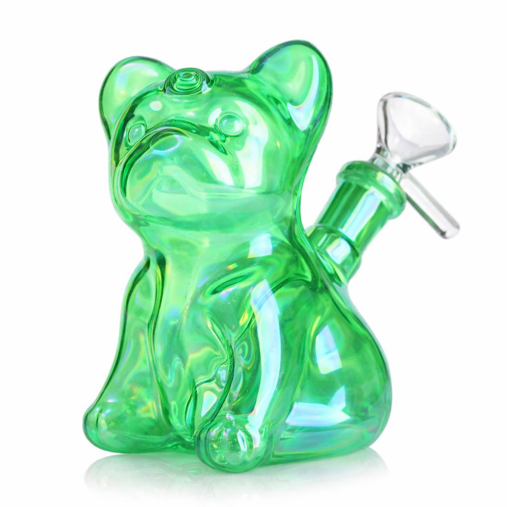 Fat Buddha Glass Bong Green Puppy Dog Bong