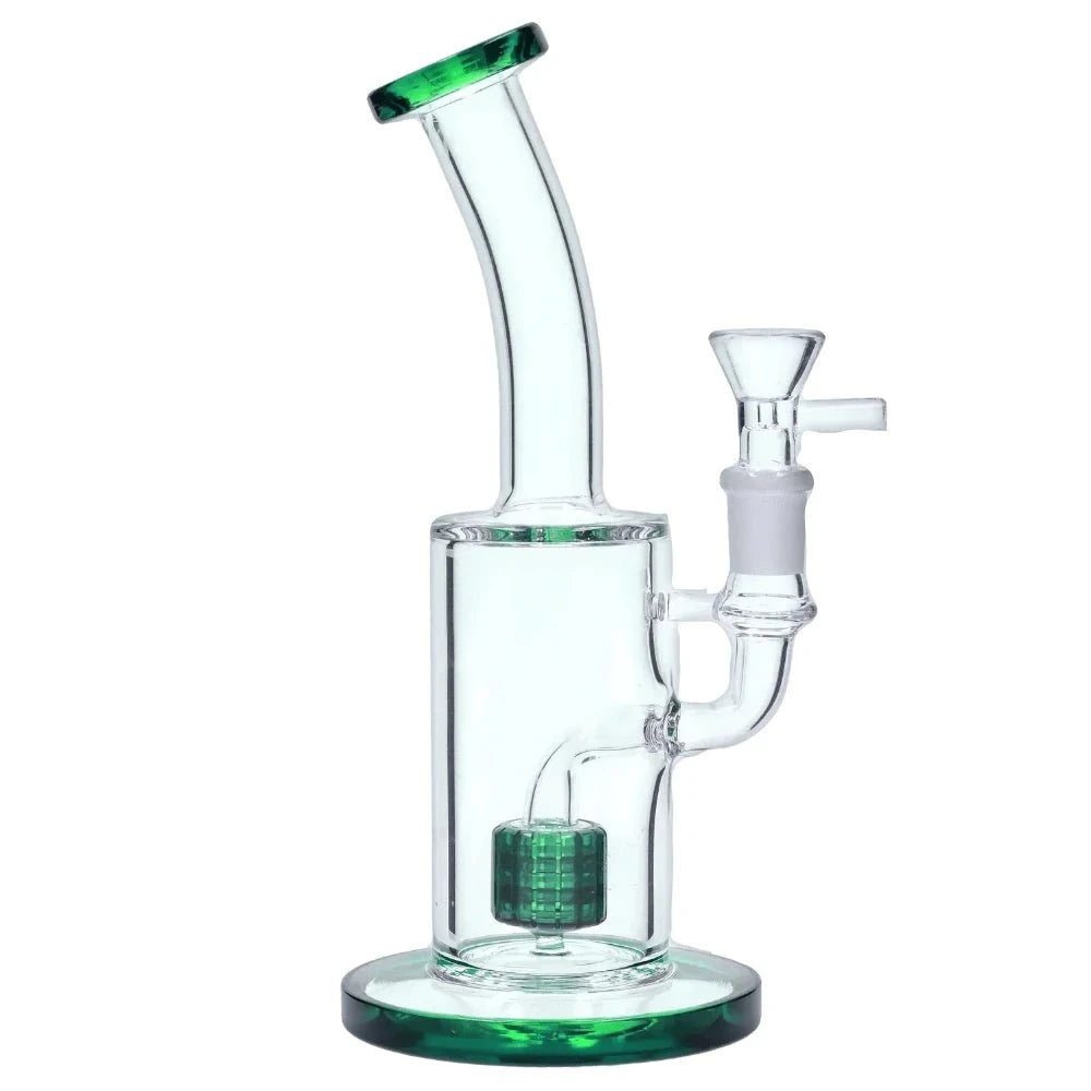 Fat Buddha Glass Bong Green Showerhead Lean Back Bong