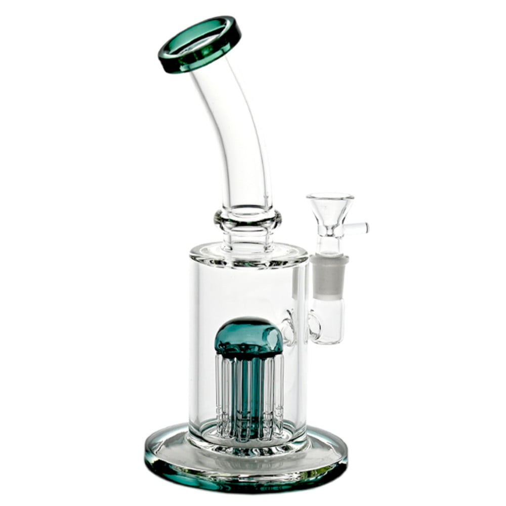 Fat Buddha Glass Bong Green Tree Perc Lean Back Bong