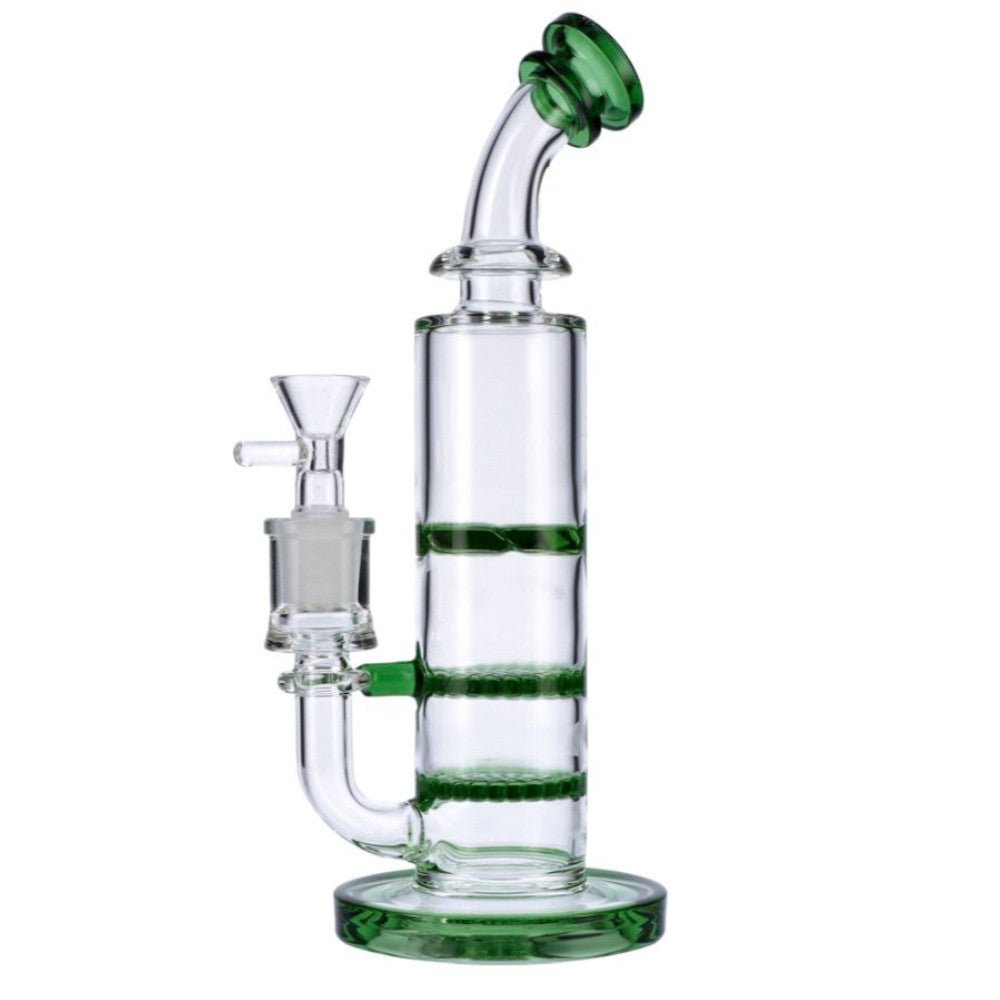 Fat Buddha Glass Bong Green Triple Perc Bong