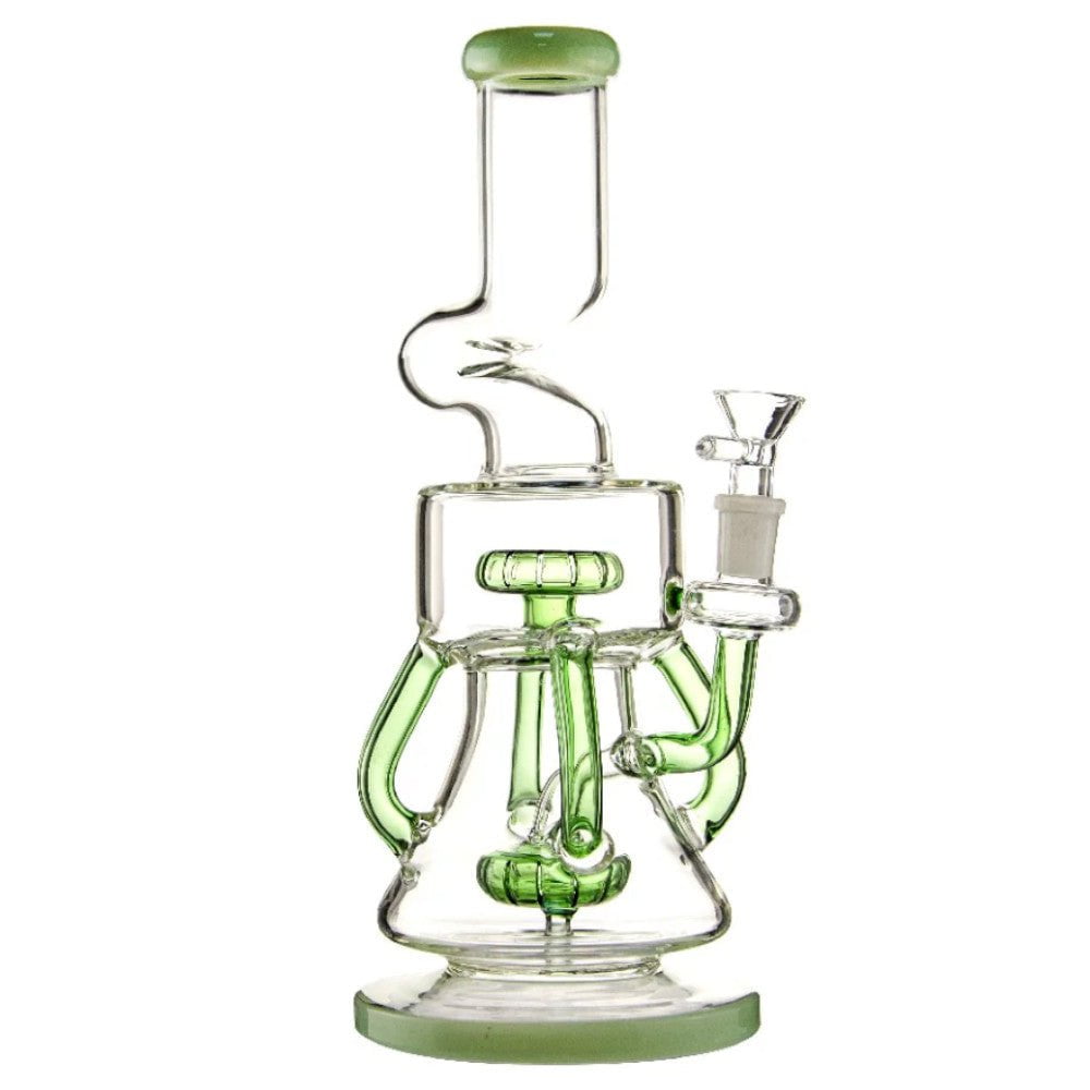 Fat Buddha Glass Bong Green U Neck Recycler Bong