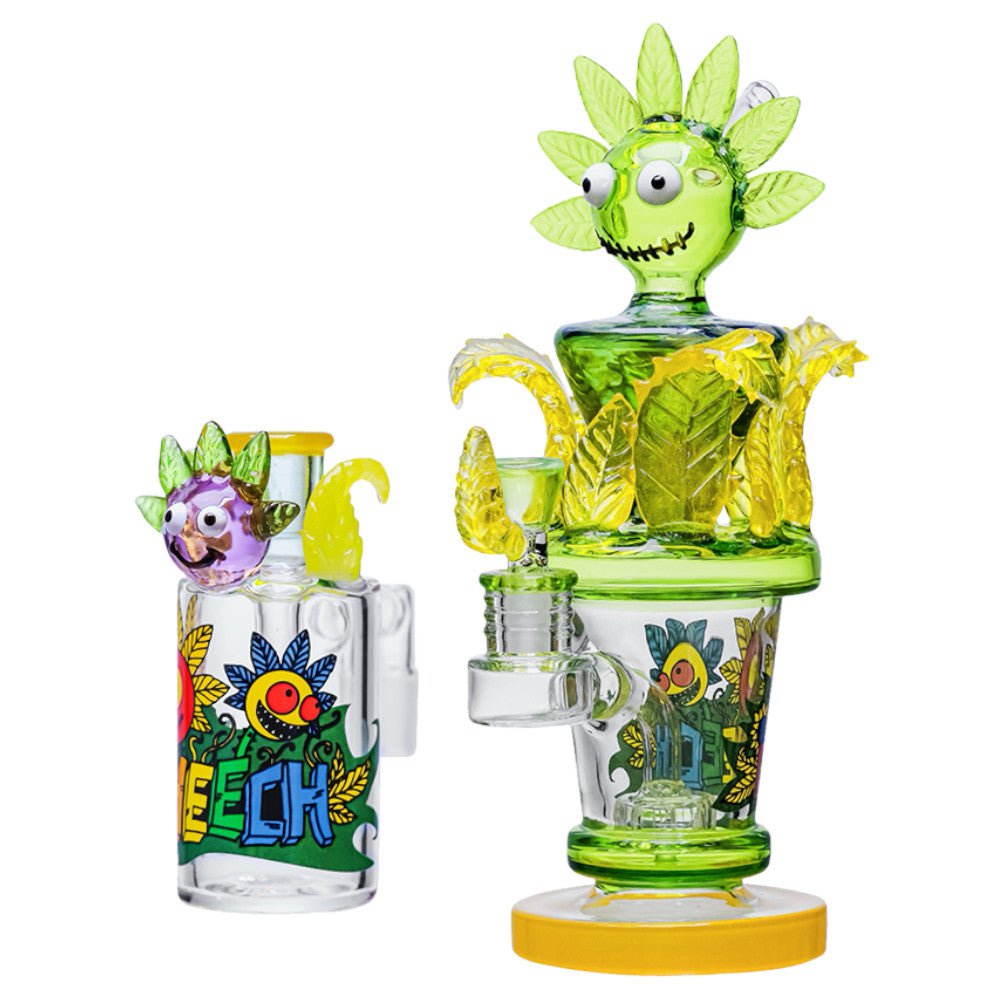 Cheech Glass Bong Green Vitamin Bong with Matching Ash Catcher