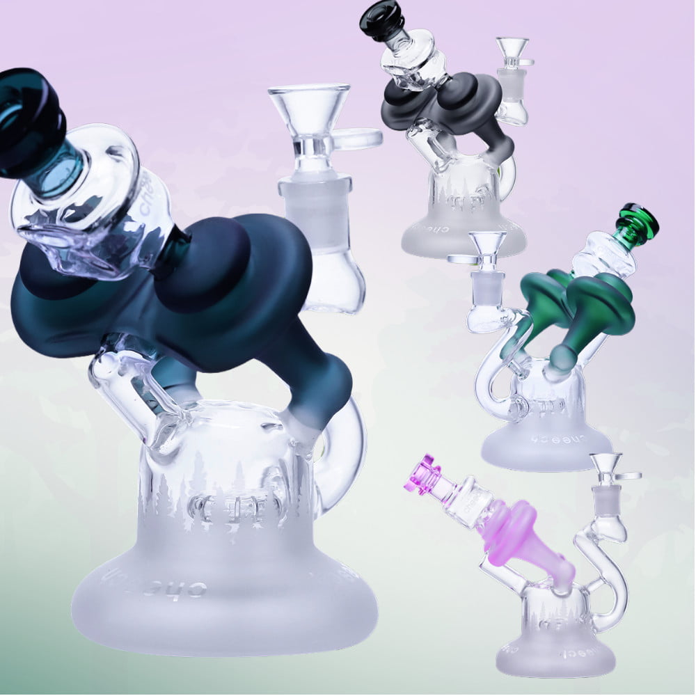 Cheech Glass Bong Matte Mushroom Recycler Bong