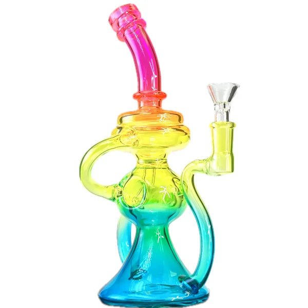 Fat Buddha Glass Bong Neon Recycler Bong