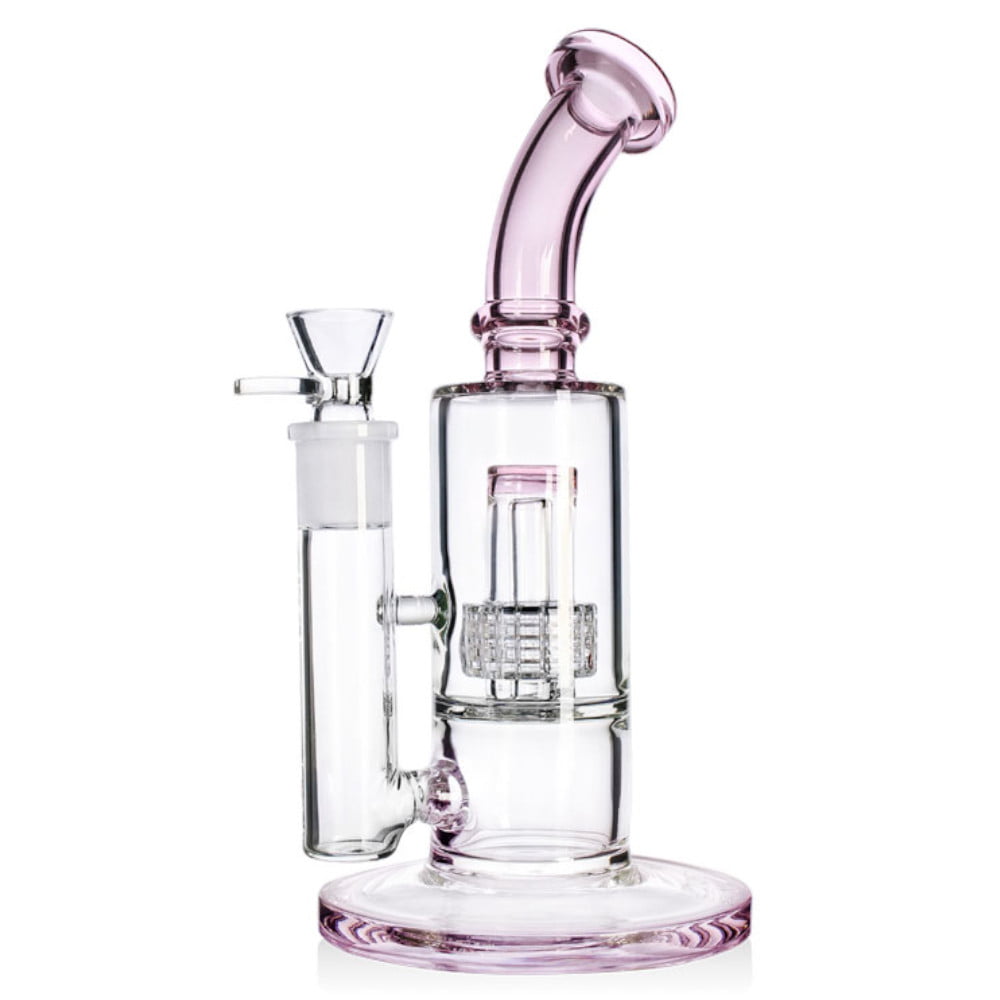 Fat Buddha Glass Bong Pink Bent Neck Matrix Bong