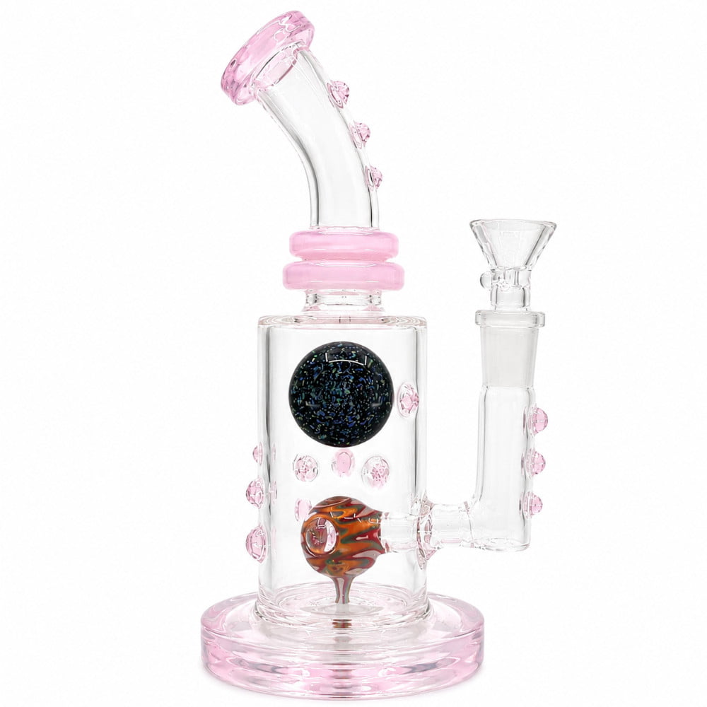 Fat Buddha Glass Bong Pink Dichroic Marble Bong