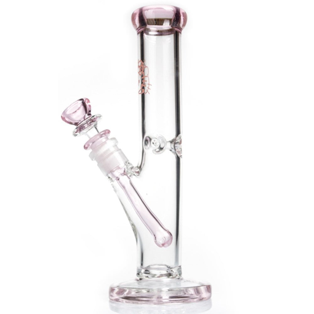 Fat Buddha Glass Bong Pink Kitty Straight Tube