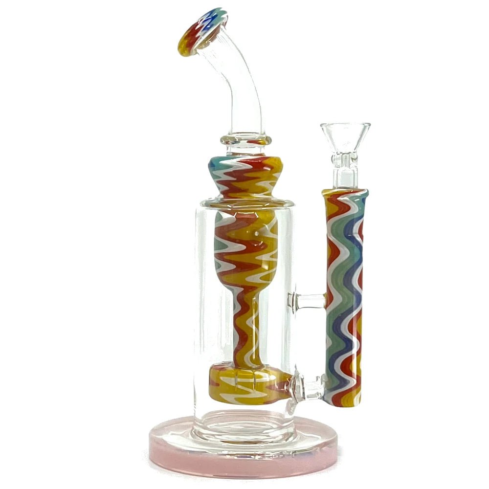 Fat Buddha Glass Bong Pink Lean Back Wig Wag Bong