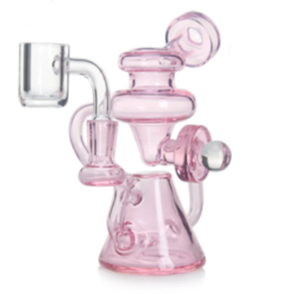 Fat Buddha Glass Bong Pink Marble Mini Recycler Dab Rig
