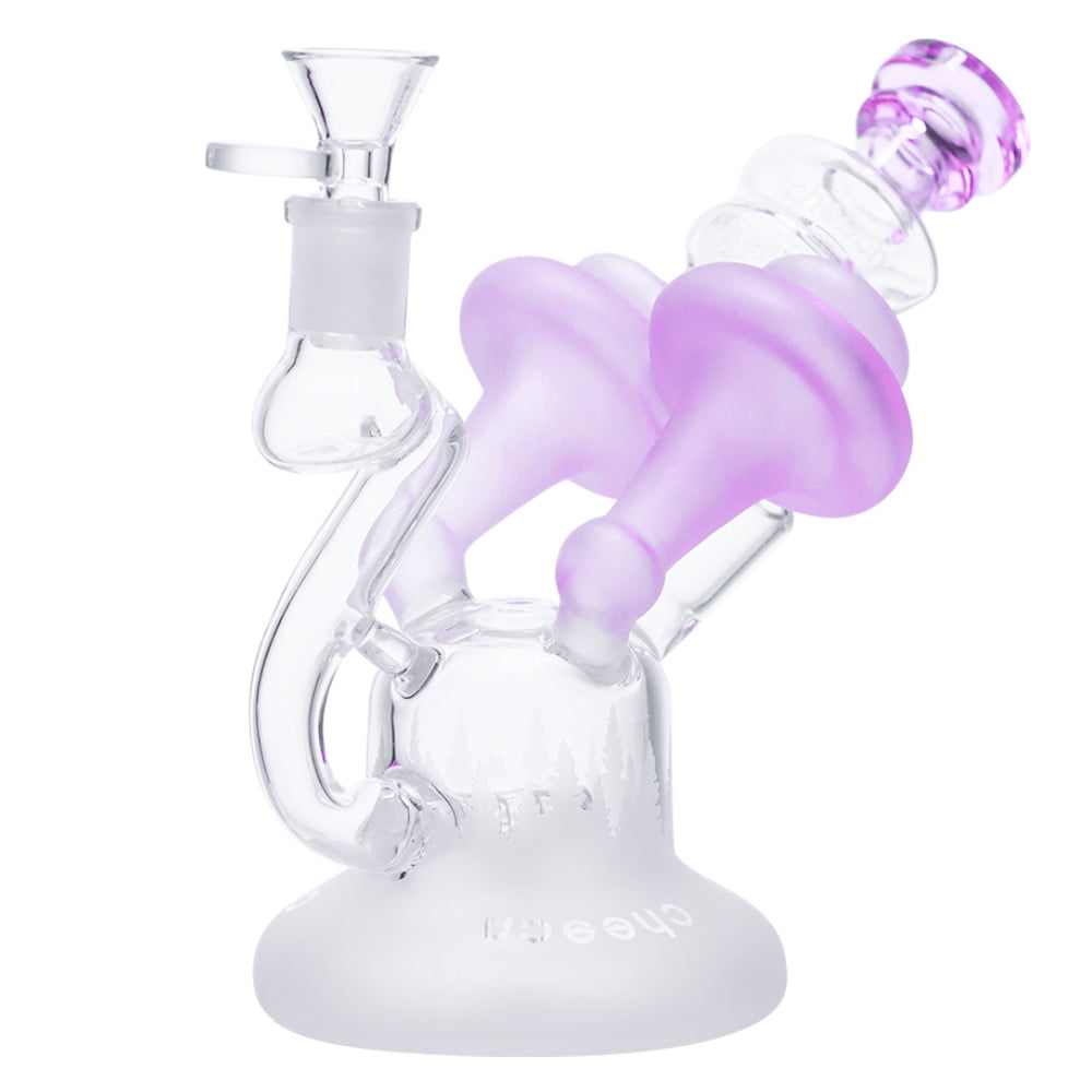Cheech Glass Bong Pink Matte Mushroom Recycler Bong