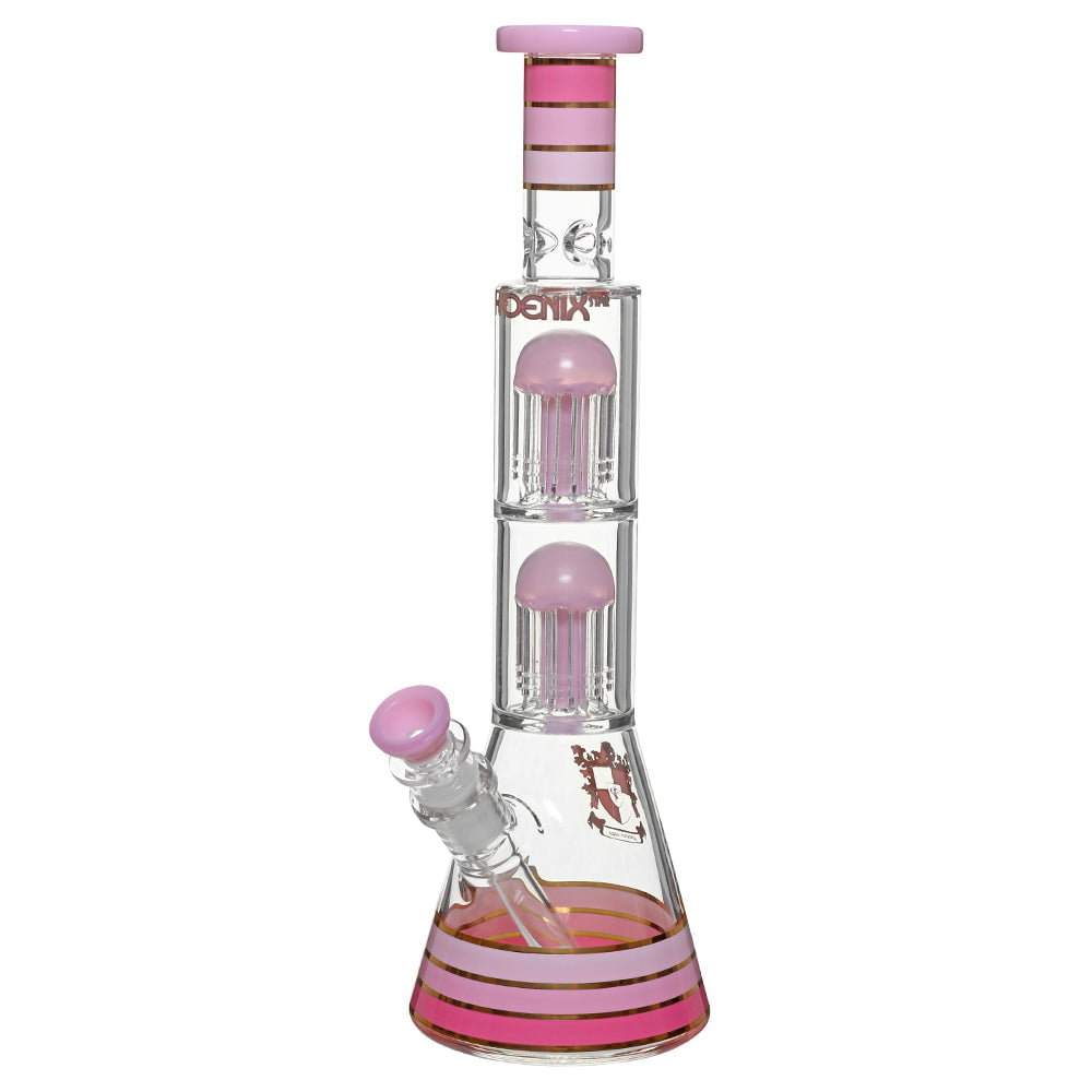 Phoenix Bong Pink Milky 2X Perc Beaker Bong
