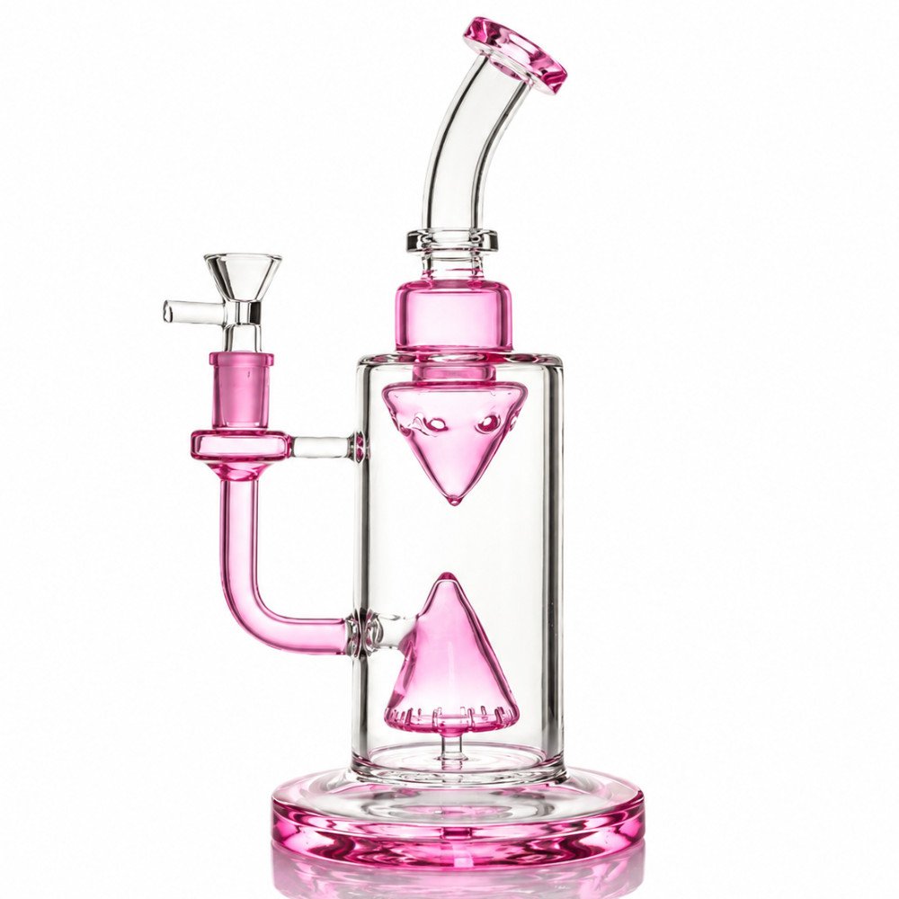 Fat Buddha Glass Bong Pink Pyramid Perc Water Pipe