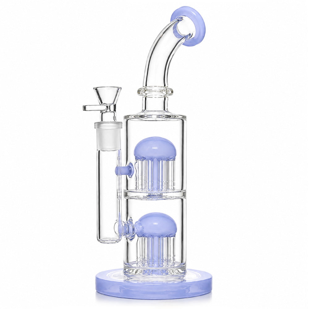 Fat Buddha Glass Bong Purple Double 8 Tree Perc Bong