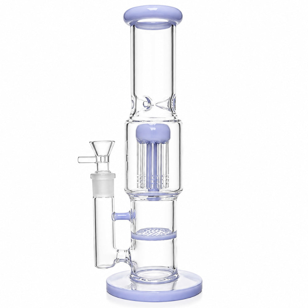 Fat Buddha Glass Bong Purple Double Perc Bong