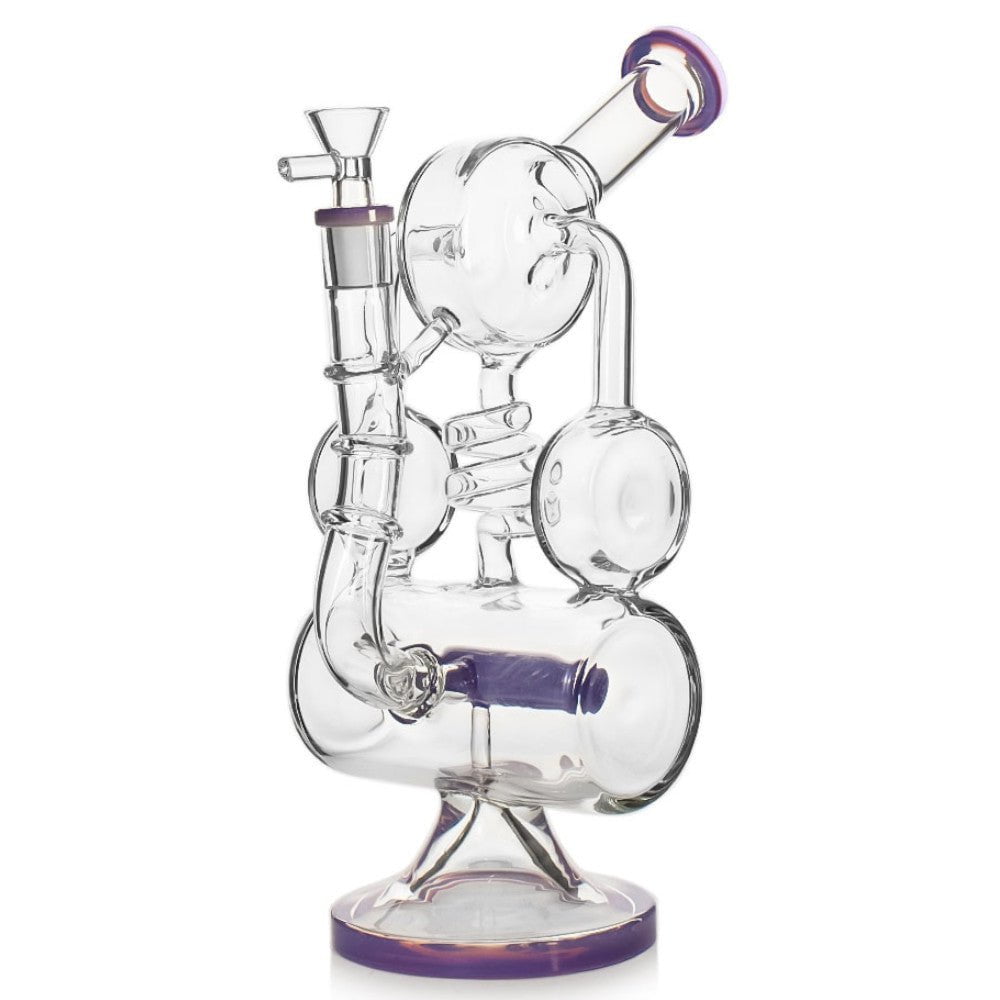 Fat Buddha Glass Bong Purple Inline Recycler Bong