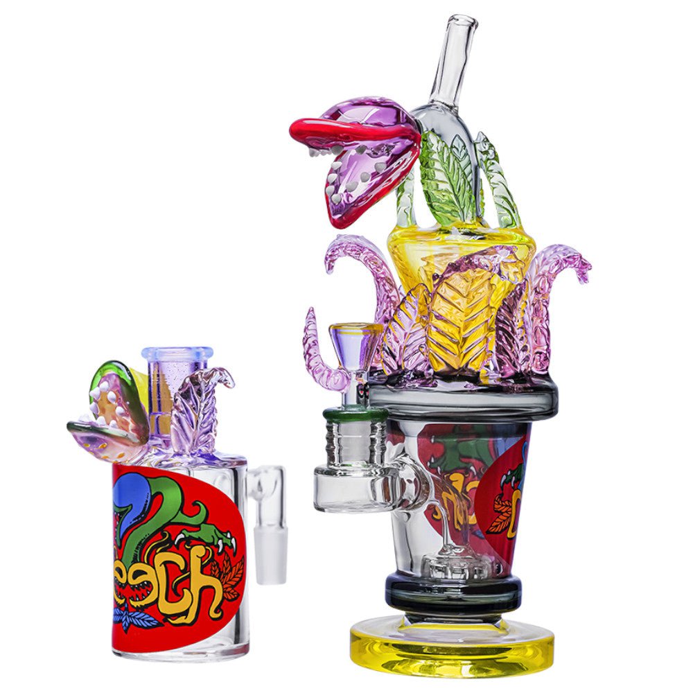Cheech Glass Bong Purple Venus and the Fly Trap Bong with Ash Catcher