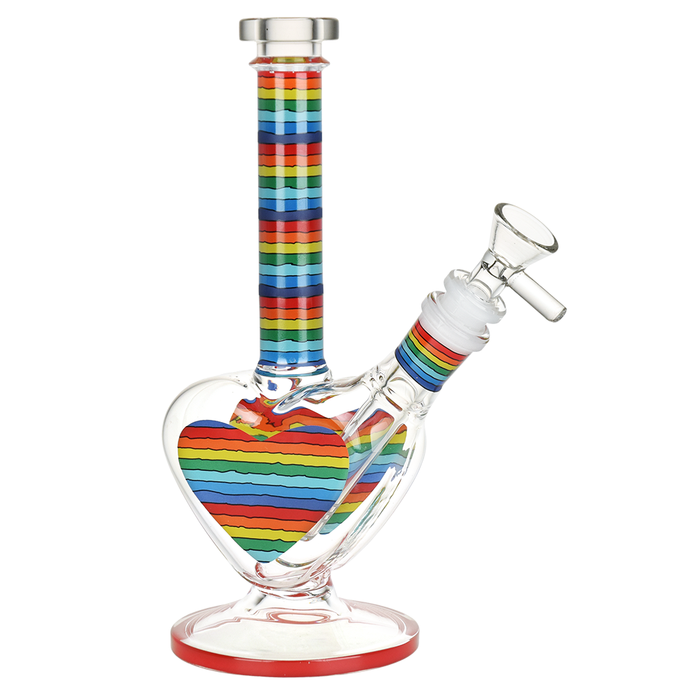 Pulsar Bong Rainbow Striped Heart Bong