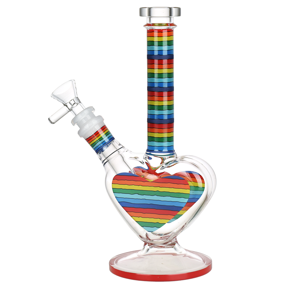 Pulsar Bong Rainbow Striped Heart Bong