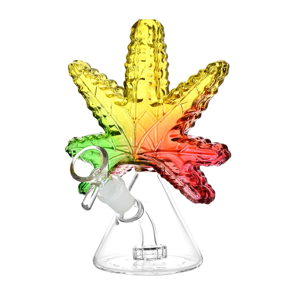 Fat Buddha Glass Bong Rasta Leaf Bong