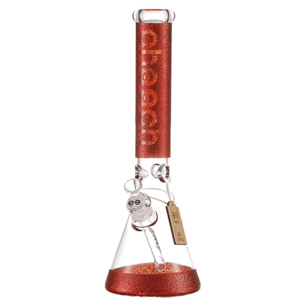 Cheech Glass Bong Red Glitter Sparkle Beaker Bong