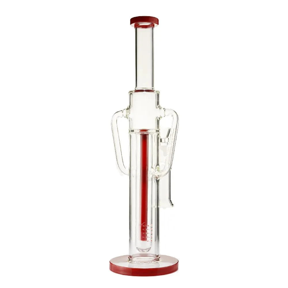 Fat Buddha Glass Bong Red Inline Recycler Water Pipe
