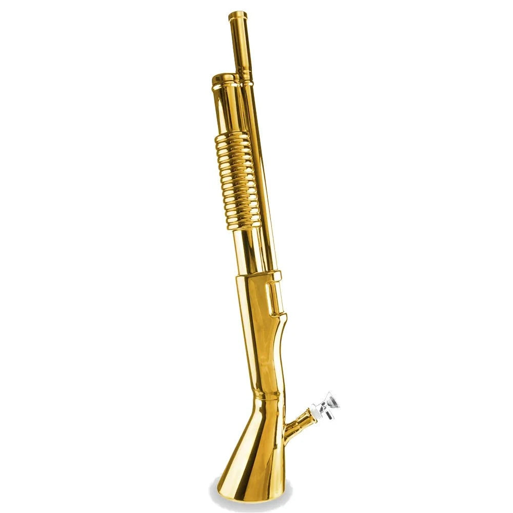 Biohazard Bong Shotgun Bong with Wood Base