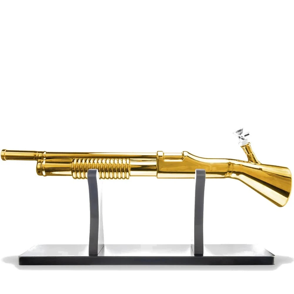 Biohazard Bong Shotgun Bong with Wood Base