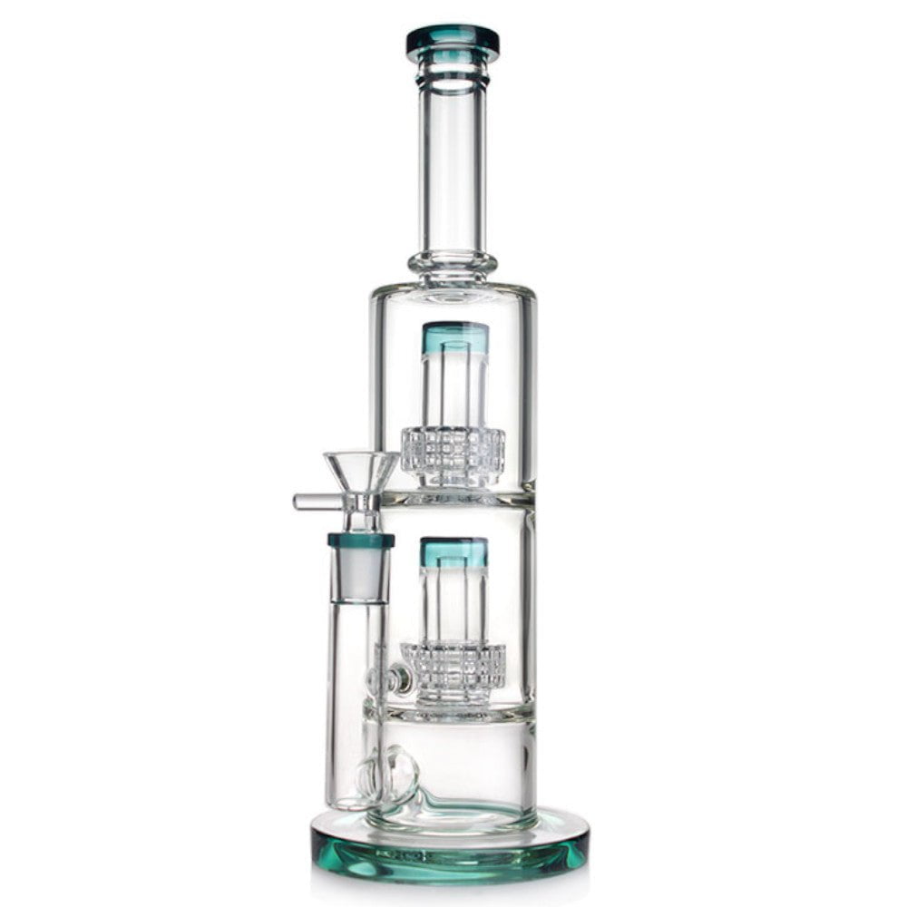 Fat Buddha Glass Bong Teal 3 Chamber Matrix Bong