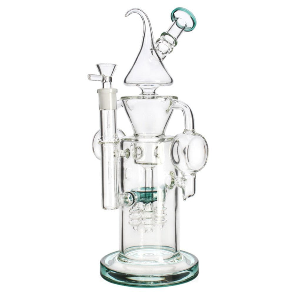 Fat Buddha Glass Bong Teal Headphone Recycler Bong