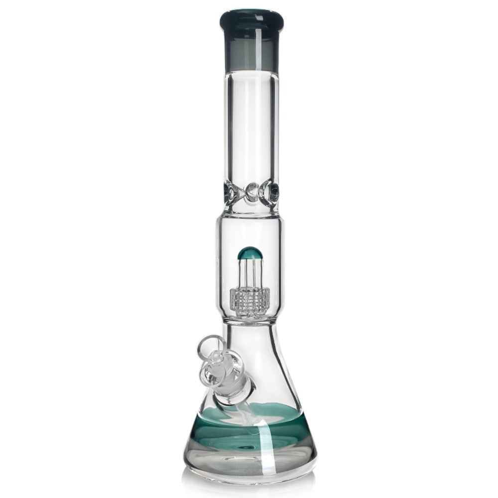 Fat Buddha Glass Bong Teal Thick Matrix Beaker Bong