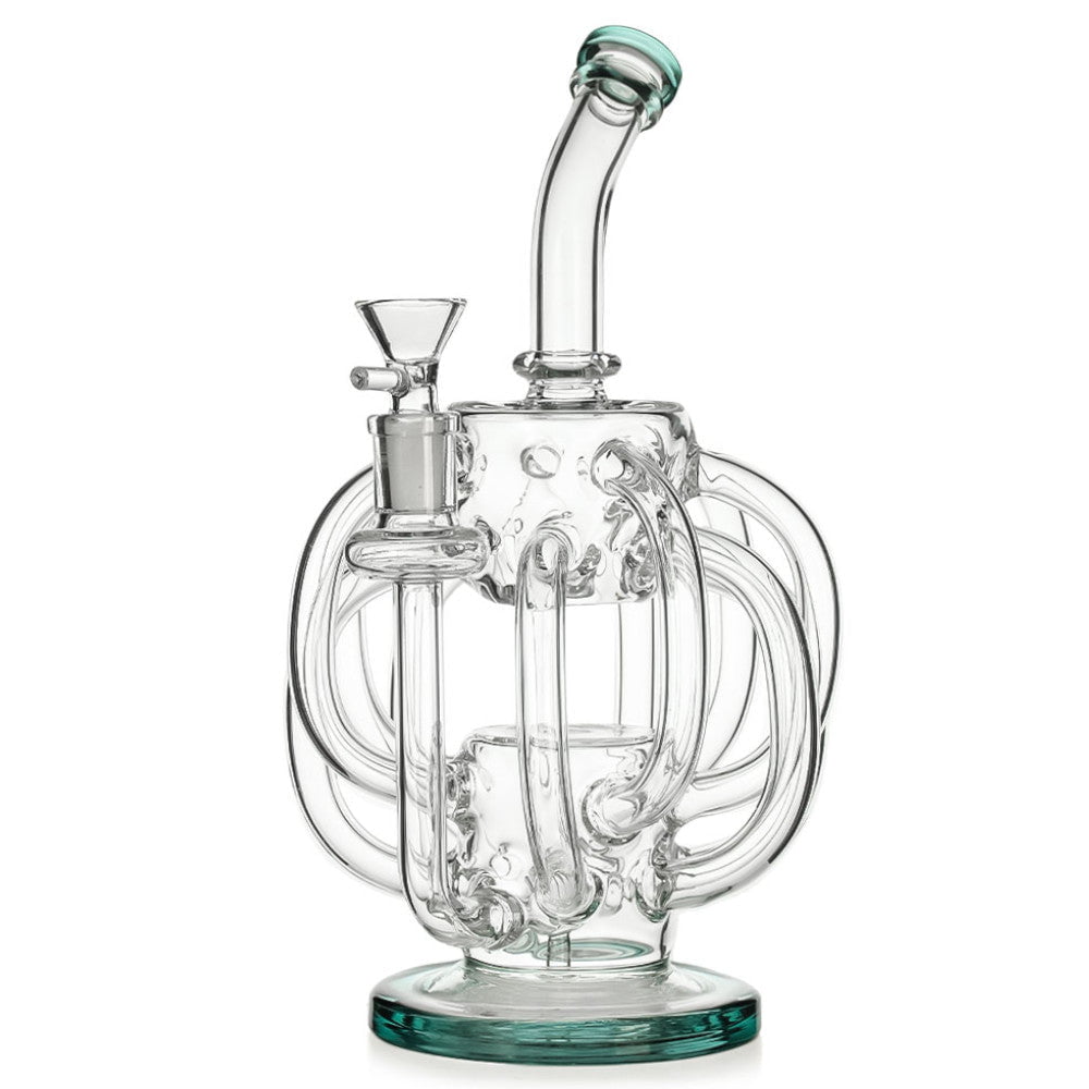 Fat Buddha Glass Bong Teal Ultimate Recycler Bong