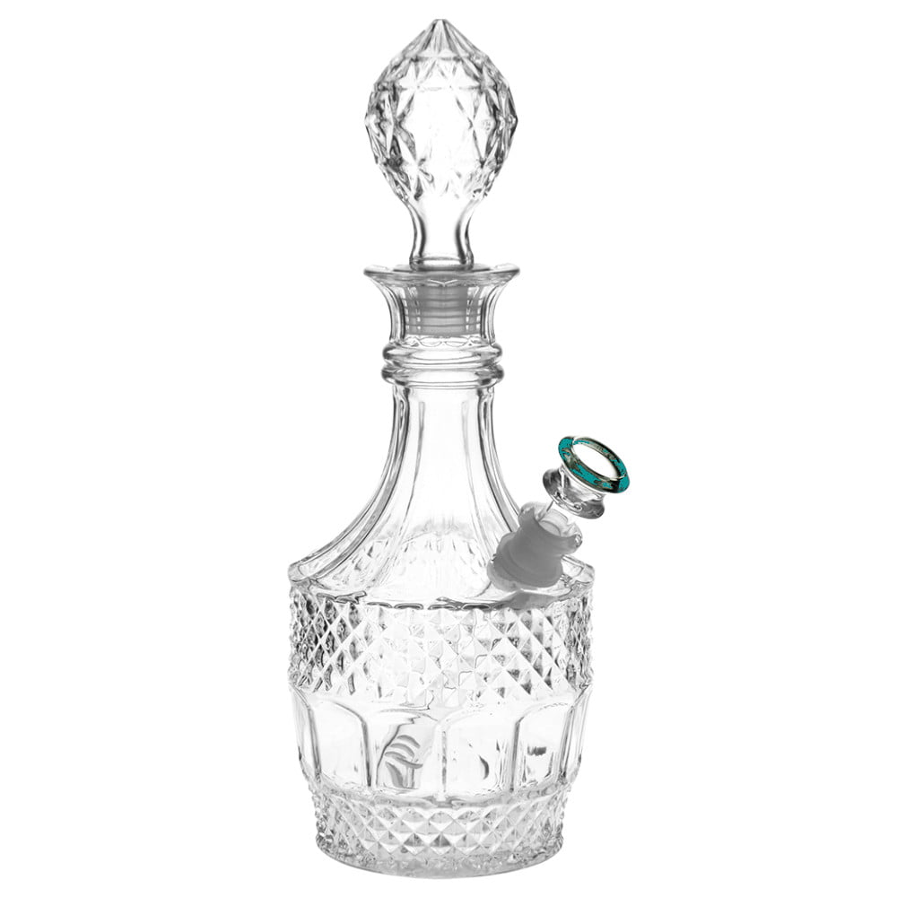 Fat Buddha Glass Bong Teal Vintage Crystal Decanter Bong