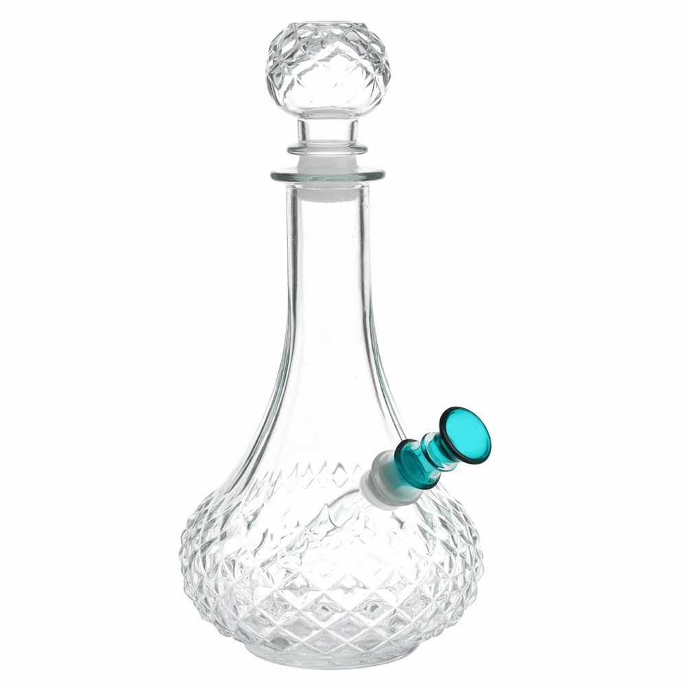 Fat Buddha Glass Bong Teal Vintage Decanter Water Pipe