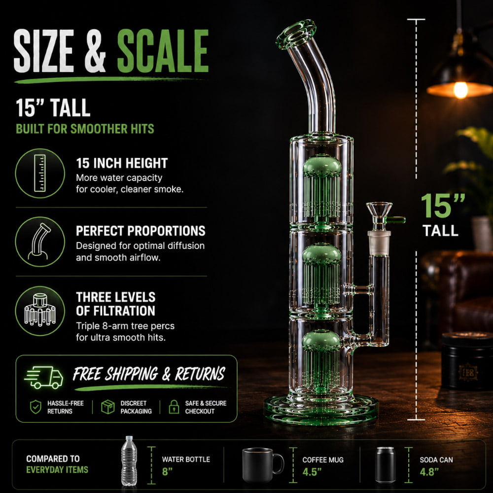 Fat Buddha Glass Bong Triple Tree Perc Bong