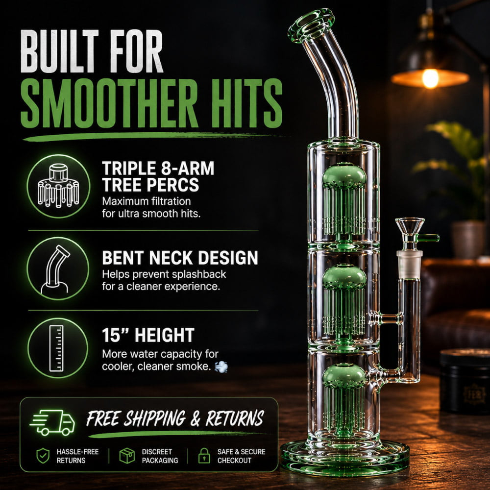 Fat Buddha Glass Bong Triple Tree Perc Bong