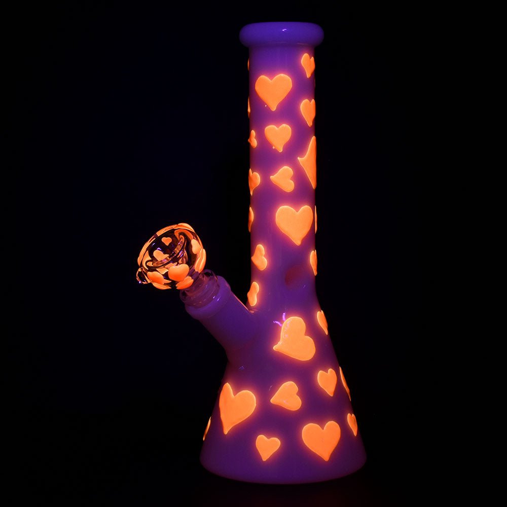 Fat Buddha Glass Bong V-Day Heart Glow in the Dark Bong