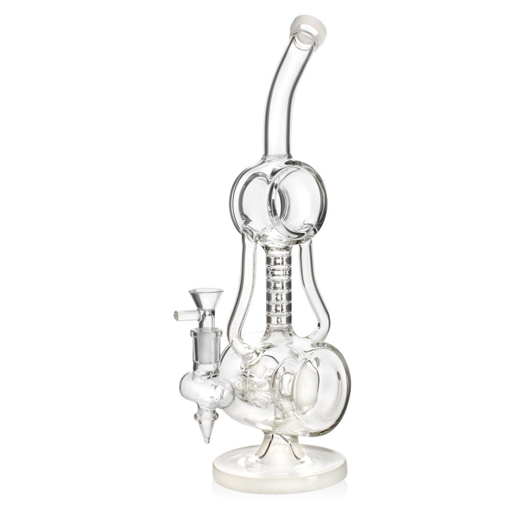 Fat Buddha Glass Bong White Halo Orb Recycler Bong