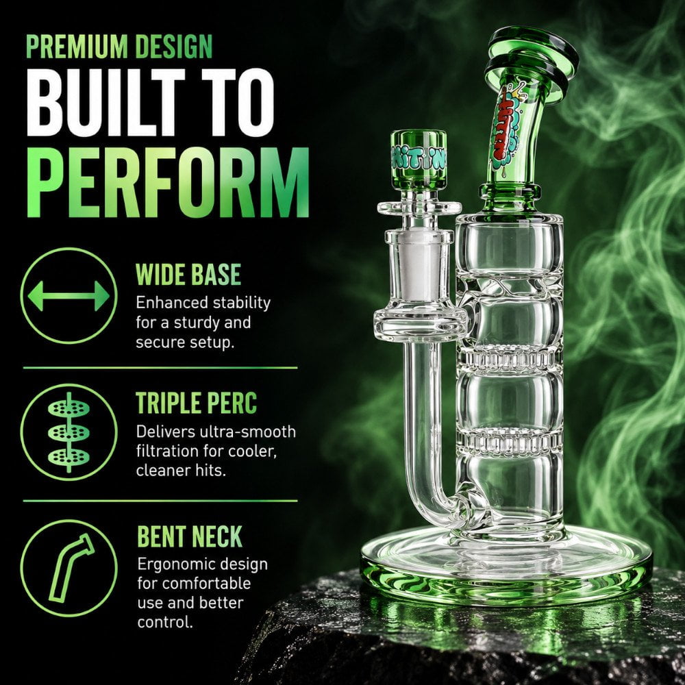 HITTN Bong Wide Base Triple Perc Bong