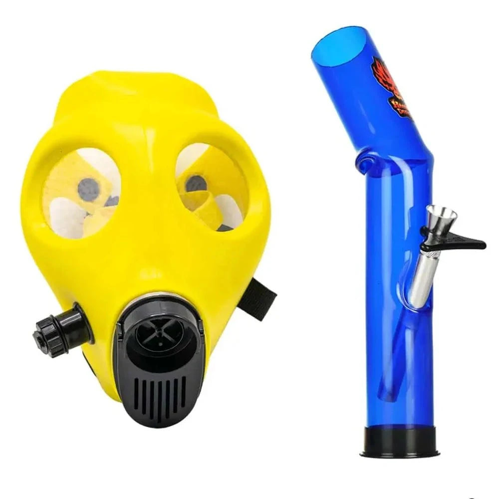 Fat Buddha Glass Bong Yellow Gas Mask Bong