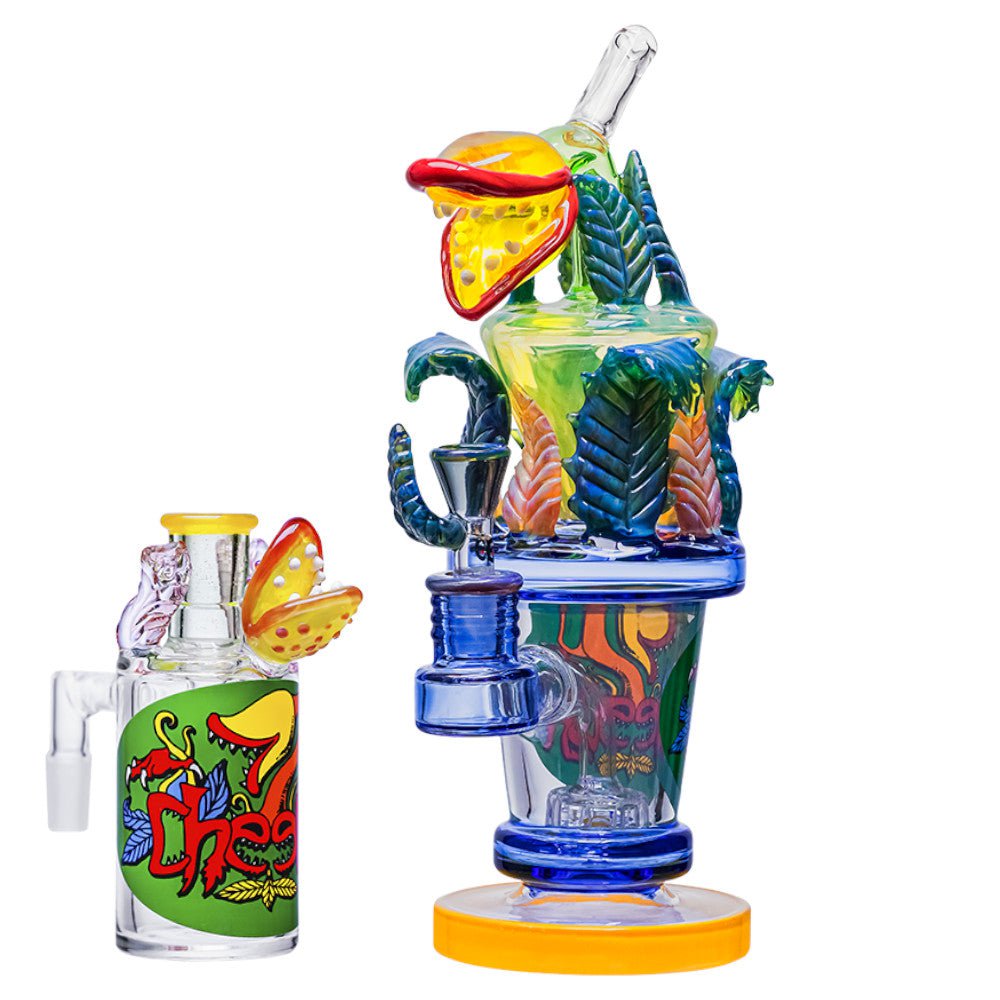 Cheech Glass Bong Yellow Venus and the Fly Trap Bong with Ash Catcher