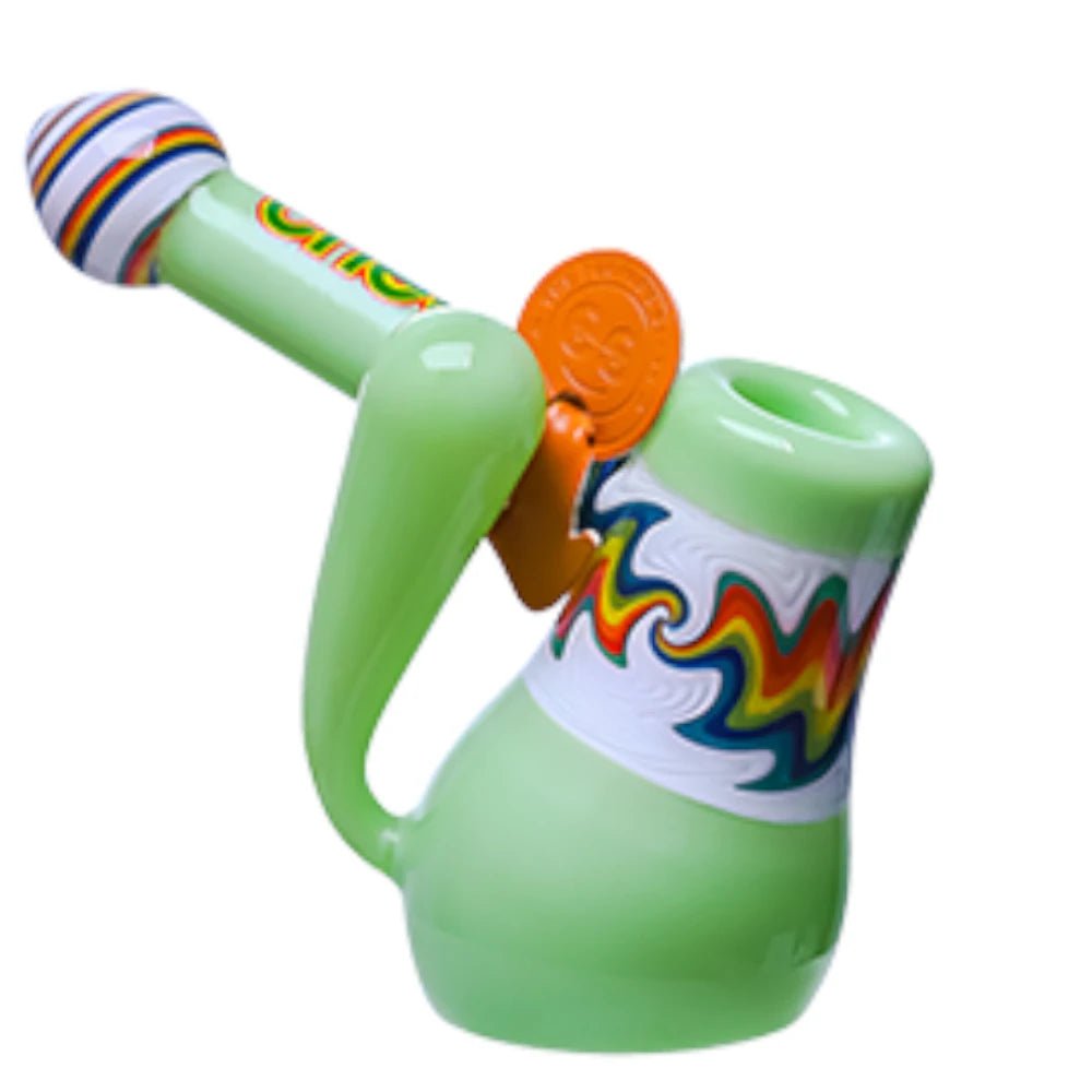 Cheech Glass Bubbler Green Milky Globe Bubbler Pipe