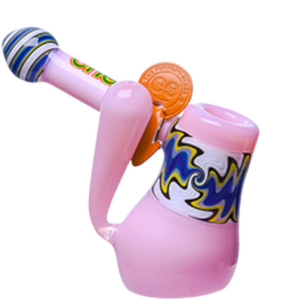 Cheech Glass Bubbler Pink Milky Globe Bubbler Pipe