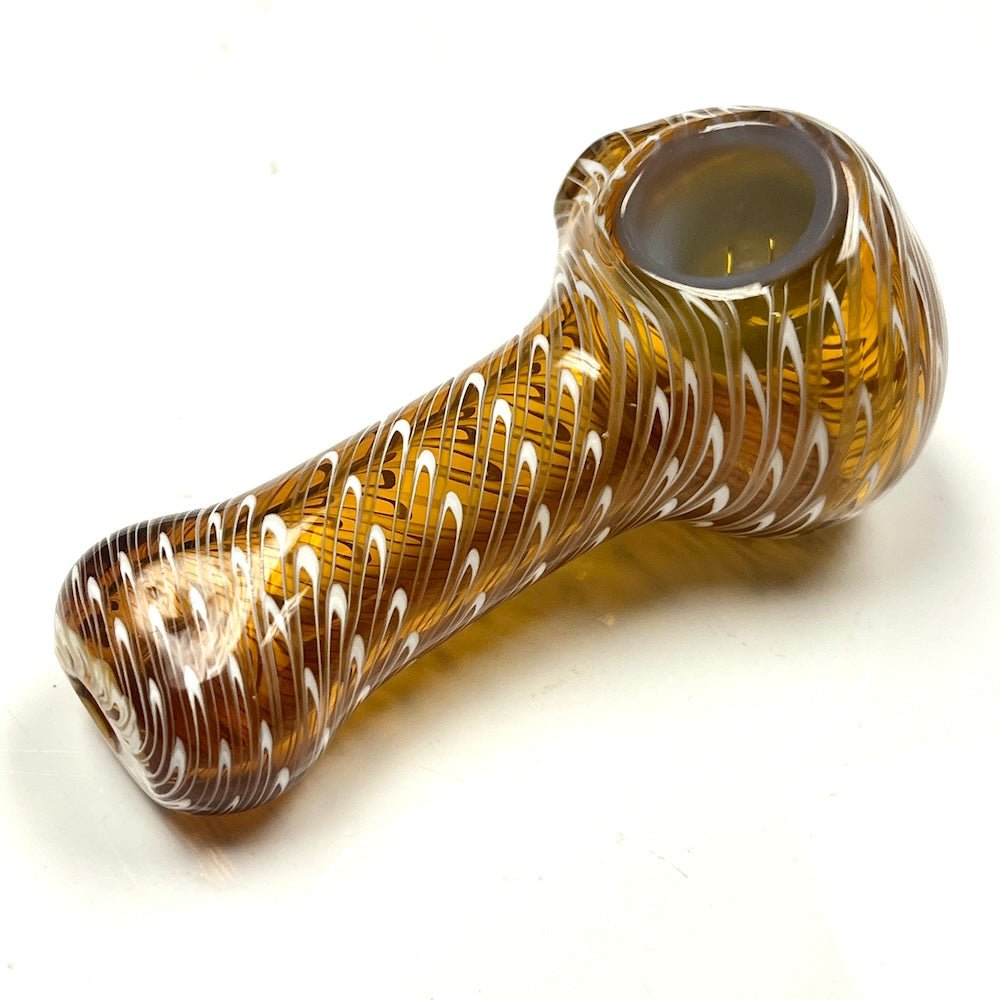Fat Buddha Glass Pipe Amber Slotted Bowl Pipe