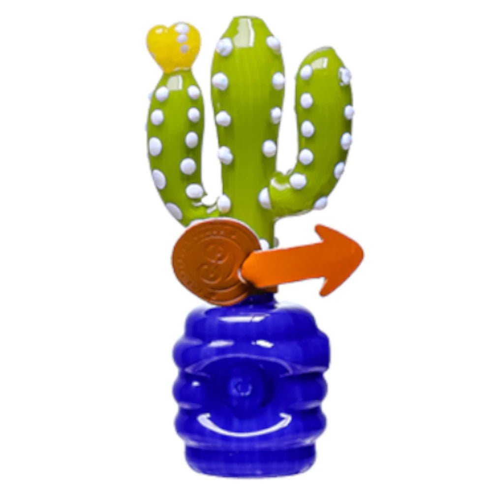 Cheech Glass Pipe Blue Cactus Hand Pipe