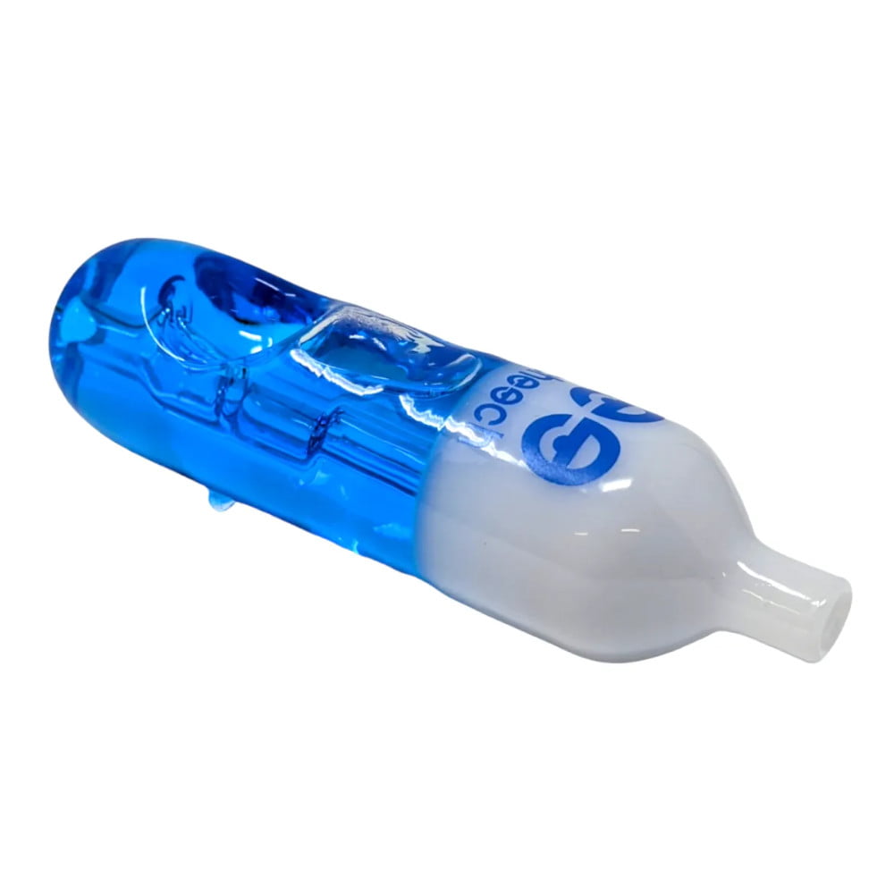 Cheech Glass Pipe Blue Chill Pill Freezable Pipe