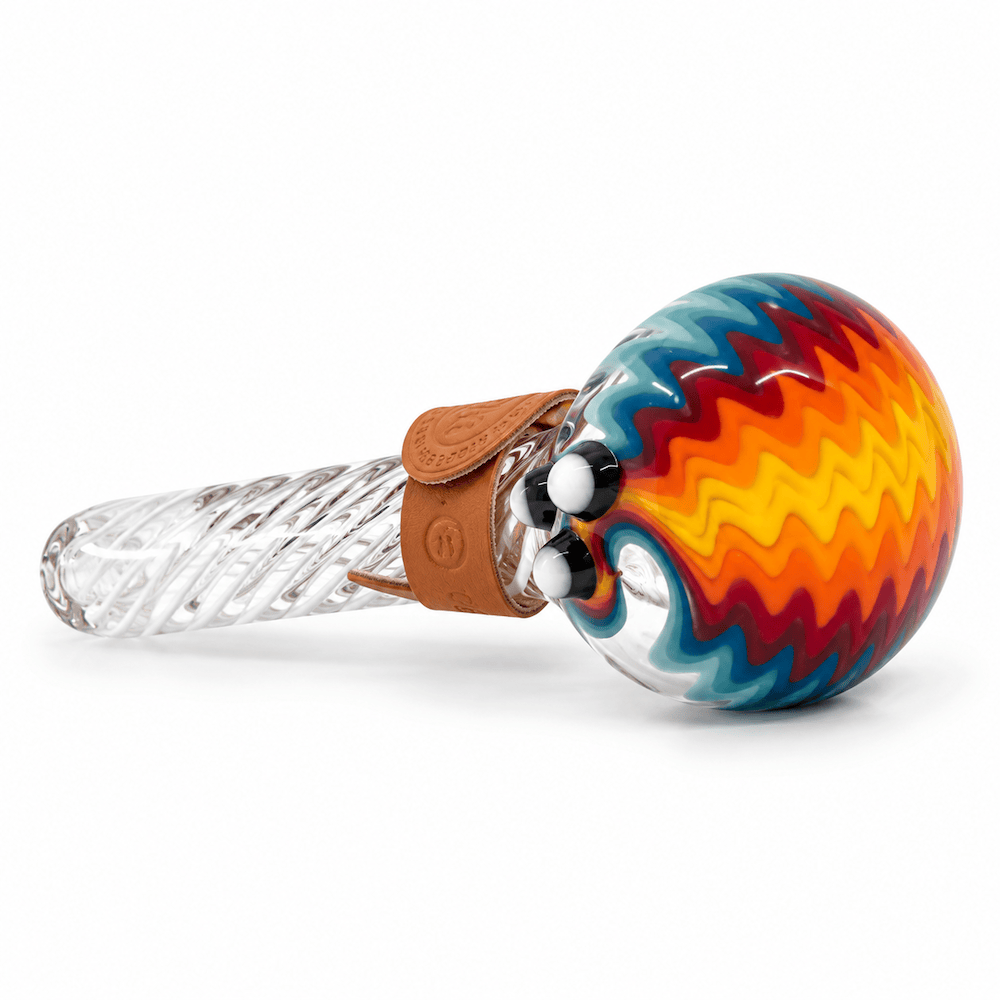 Cheech Glass Pipe Blue Colorful Wig-Wag Spoon Pipe
