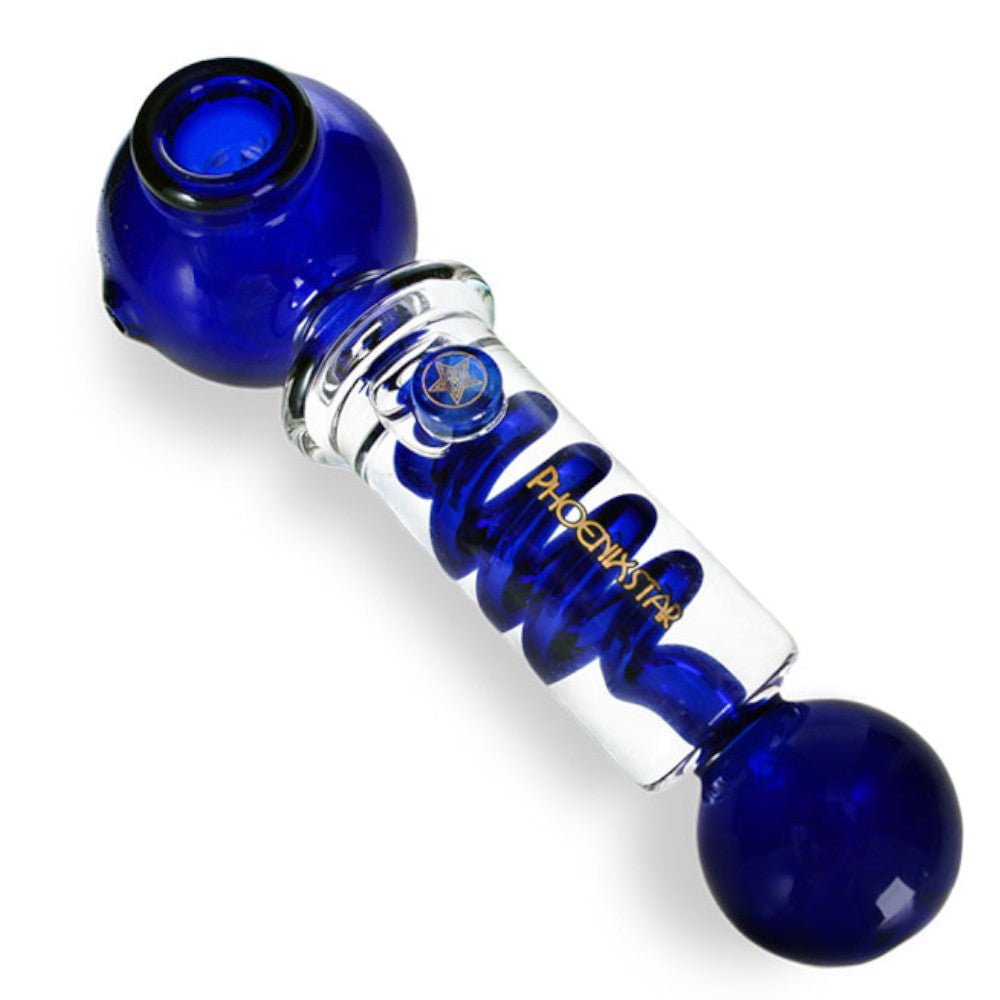 Phoenix Pipe Blue Freezable Coil Glass Pipe