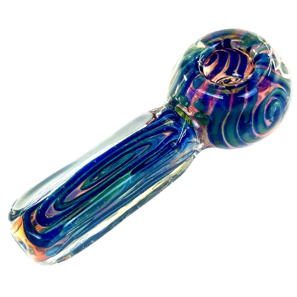 Fat Buddha Glass Pipe Blue Fumed Built In Screen Pipe