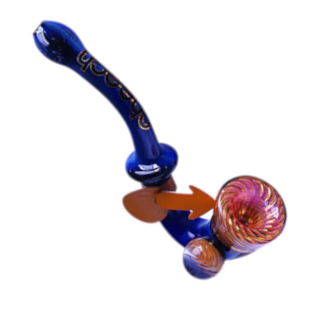 Cheech Glass Pipe Blue Fumed Marble Sherlock Pipe